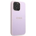 Guess Saffiano Hot Stamp & Metal Logo - Etui iPhone 13 Pro (liliowy)