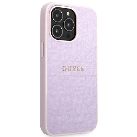 Guess Saffiano Hot Stamp & Metal Logo - Etui iPhone 13 Pro (liliowy) Guess Saffiano Hot Stamp & Metal Logo - Etui iPhone 13 Pro (liliowy)
