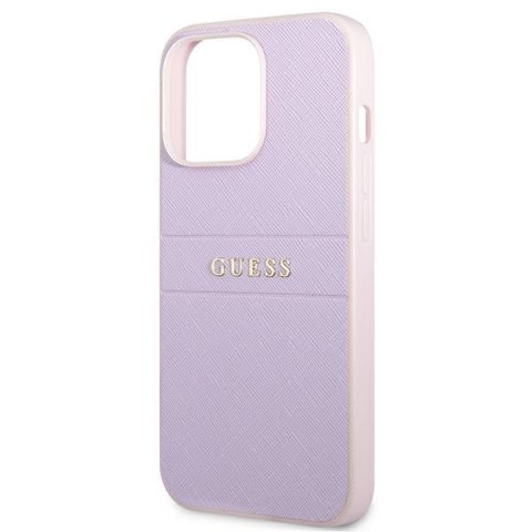Guess Saffiano Hot Stamp & Metal Logo - Etui iPhone 13 Pro (liliowy) Guess Saffiano Hot Stamp & Metal Logo - Etui iPhone 13 Pro (liliowy)