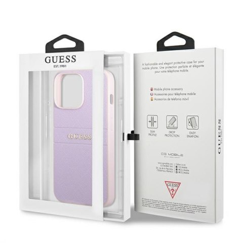 Guess Saffiano Hot Stamp & Metal Logo - Etui iPhone 13 Pro (liliowy) Guess Saffiano Hot Stamp & Metal Logo - Etui iPhone 13 Pro (liliowy)
