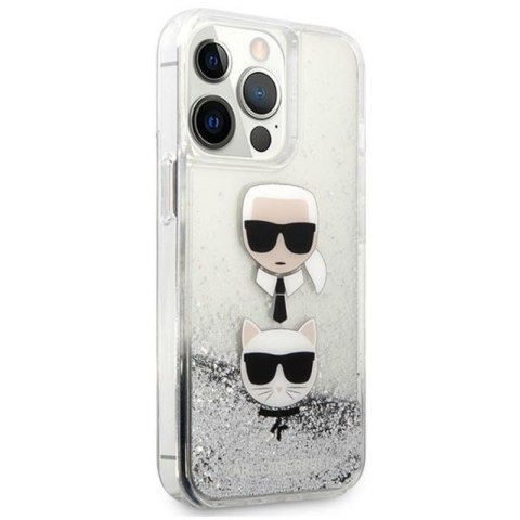 Karl Lagerfeld Liquid Glitter Karl & Choupette Head - Etui iPhone 13 Pro Max (srebrny) Karl Lagerfeld Liquid Glitter Karl & Choupette Head - Etui iPhone 13 Pro Max (srebrny)