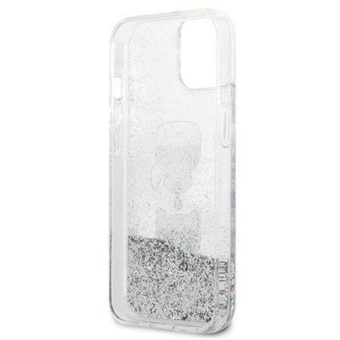 Karl Lagerfeld Liquid Glitter Karl & Choupette Head - Etui iPhone 13 mini (srebrny) Karl Lagerfeld Liquid Glitter Karl & Choupette Head - Etui iPhone 13 mini (srebrny)