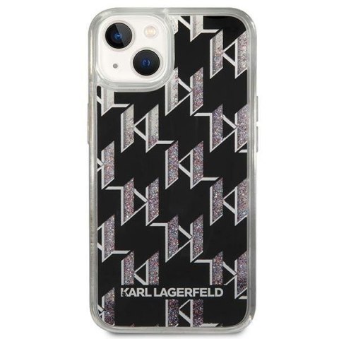 Karl Lagerfeld Monogram Liquid Glitter - Etui iPhone 14 (czarny) Karl Lagerfeld Monogram Liquid Glitter - Etui iPhone 14 (czarny)