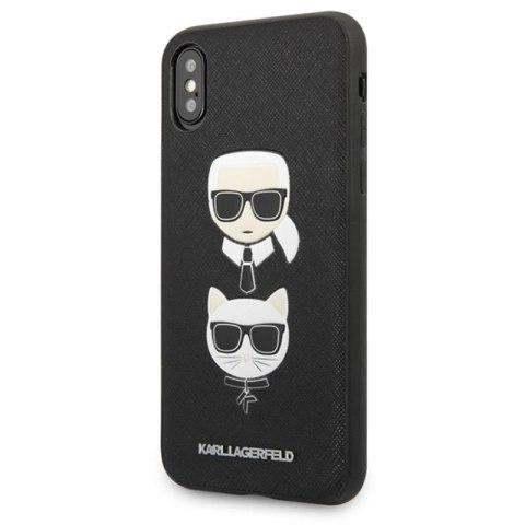 Karl Lagerfeld Saffiano Karl & Choupette Heads - Etui iPhone Xs / X (czarny) Karl Lagerfeld Saffiano Karl & Choupette Heads - Etui iPhone Xs / X (czarny)