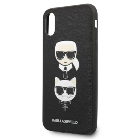 Karl Lagerfeld Saffiano Karl & Choupette Heads - Etui iPhone Xs / X (czarny) Karl Lagerfeld Saffiano Karl & Choupette Heads - Etui iPhone Xs / X (czarny)