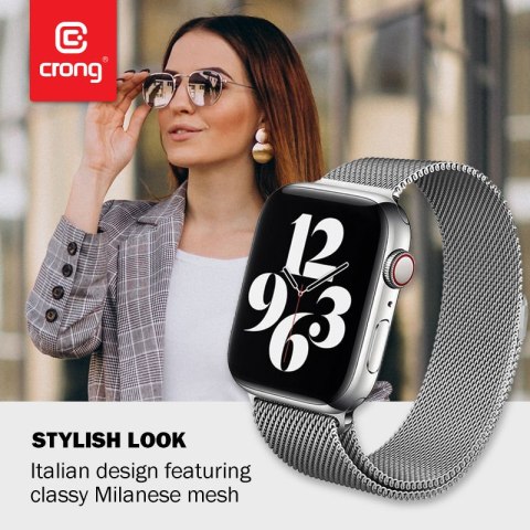 Crong Milano Steel - Pasek ze stali nierdzewnej do Apple Watch 38/40/41/42 mm (srebrny) Crong Milano Steel - Pasek ze stali nierdzewnej do Apple Watch 38/40/41/42 mm (srebrny)