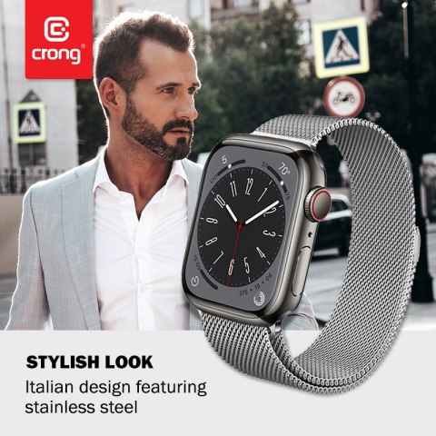 Crong Milano Steel - Pasek ze stali nierdzewnej do Apple Watch 38/40/41/42 mm (srebrny) Crong Milano Steel - Pasek ze stali nierdzewnej do Apple Watch 38/40/41/42 mm (srebrny)