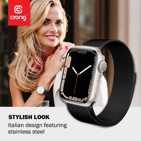 Crong Milano Steel - Pasek ze stali nierdzewnej do Apple Watch 44/45/46/49 mm (czarny) Crong Milano Steel - Pasek ze stali nierdzewnej do Apple Watch 44/45/46/49 mm (czarny)