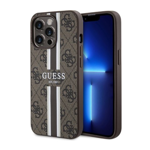 Guess 4G Printed Stripes MagSafe - Etui iPhone 13 Pro (Brązowy) Guess 4G Printed Stripes MagSafe - Etui iPhone 13 Pro (Brązowy)