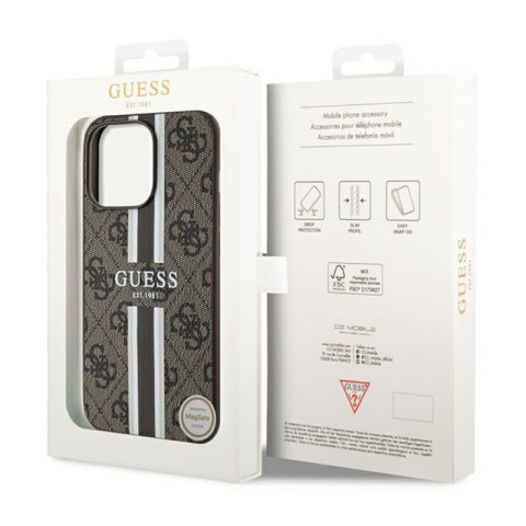 Guess 4G Printed Stripes MagSafe - Etui iPhone 13 Pro (Brązowy) Guess 4G Printed Stripes MagSafe - Etui iPhone 13 Pro (Brązowy)