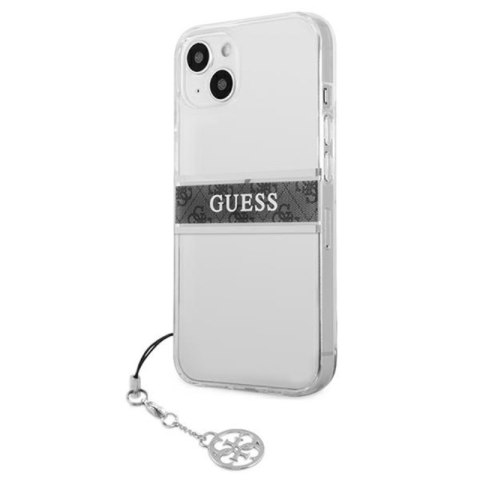 Guess 4G Stripe Grey Charm - Etui iPhone 13 mini (przezroczysty) Guess 4G Stripe Grey Charm - Etui iPhone 13 mini (przezroczysty)