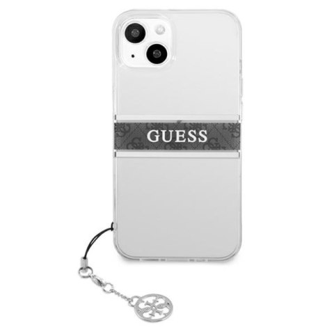 Guess 4G Stripe Grey Charm - Etui iPhone 13 mini (przezroczysty) Guess 4G Stripe Grey Charm - Etui iPhone 13 mini (przezroczysty)
