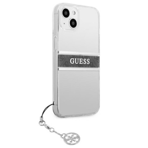 Guess 4G Stripe Grey Charm - Etui iPhone 13 mini (przezroczysty) Guess 4G Stripe Grey Charm - Etui iPhone 13 mini (przezroczysty)