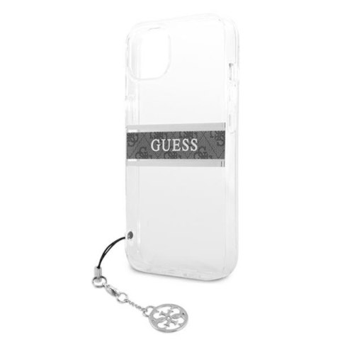 Guess 4G Stripe Grey Charm - Etui iPhone 13 mini (przezroczysty) Guess 4G Stripe Grey Charm - Etui iPhone 13 mini (przezroczysty)