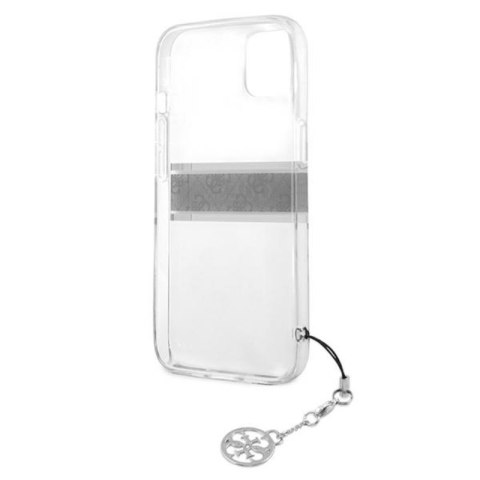 Guess 4G Stripe Grey Charm - Etui iPhone 13 mini (przezroczysty) Guess 4G Stripe Grey Charm - Etui iPhone 13 mini (przezroczysty)