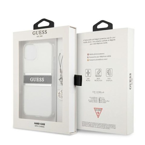 Guess 4G Stripe Grey Charm - Etui iPhone 13 mini (przezroczysty) Guess 4G Stripe Grey Charm - Etui iPhone 13 mini (przezroczysty)