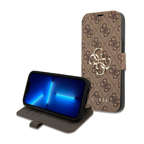 Guess Booktype 4G Big Metal Logo - Etui iPhone 13 Pro Max (brązowy) Guess Booktype 4G Big Metal Logo - Etui iPhone 13 Pro Max (brązowy)