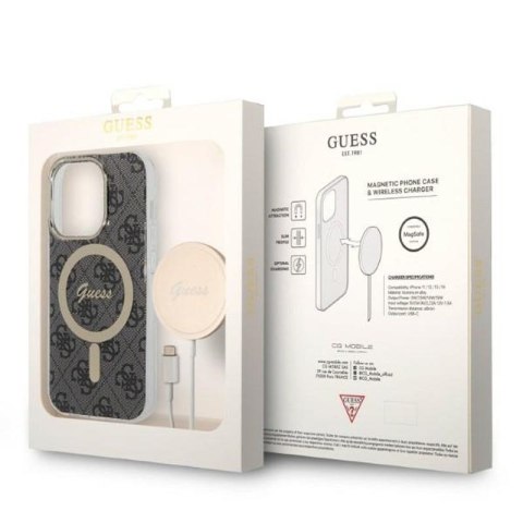 Guess Bundle Pack MagSafe 4G - Zestaw etui + ładowarka MagSafe iPhone 14 Pro Max (czarny/złoty) Guess Bundle Pack MagSafe 4G - Zestaw etui + ładowarka MagSafe iPhone 14 Pro Max (czarny/złoty)