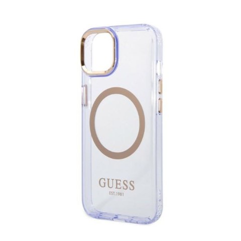 Guess Gold Outline Translucent MagSafe - Etui iPhone 14 (fioletowy) Guess Gold Outline Translucent MagSafe - Etui iPhone 14 (fioletowy)