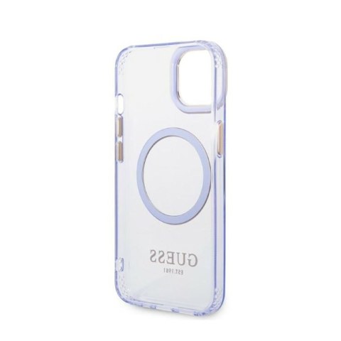 Guess Gold Outline Translucent MagSafe - Etui iPhone 14 (fioletowy) Guess Gold Outline Translucent MagSafe - Etui iPhone 14 (fioletowy)