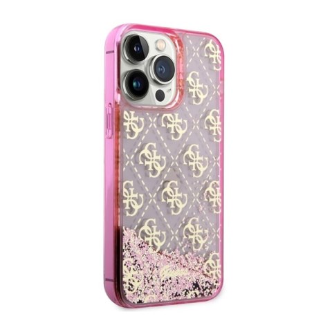 Guess Liquid Glitter Transculent 4G - Etui iPhone 14 Pro Max (Różowy) Guess Liquid Glitter Transculent 4G - Etui iPhone 14 Pro Max (Różowy)