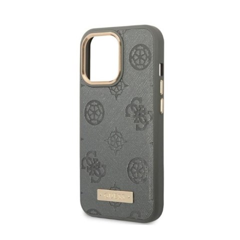 Guess Peony Logo Plate MagSafe - Etui iPhone 13 Pro (szary) Guess Peony Logo Plate MagSafe - Etui iPhone 13 Pro (szary)