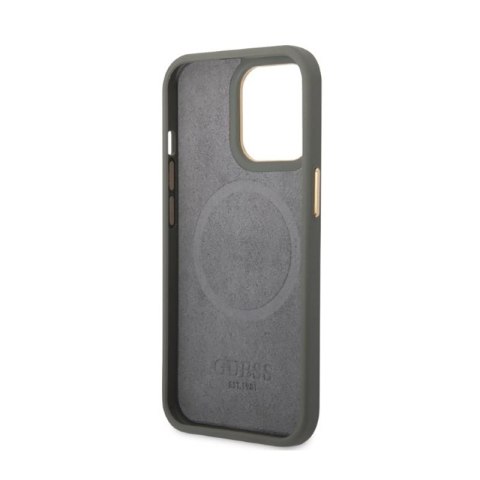 Guess Peony Logo Plate MagSafe - Etui iPhone 13 Pro (szary) Guess Peony Logo Plate MagSafe - Etui iPhone 13 Pro (szary)