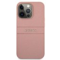 Guess Saffiano Metal Logo Stripes - Etui iPhone 13 Pro Max (różowy)