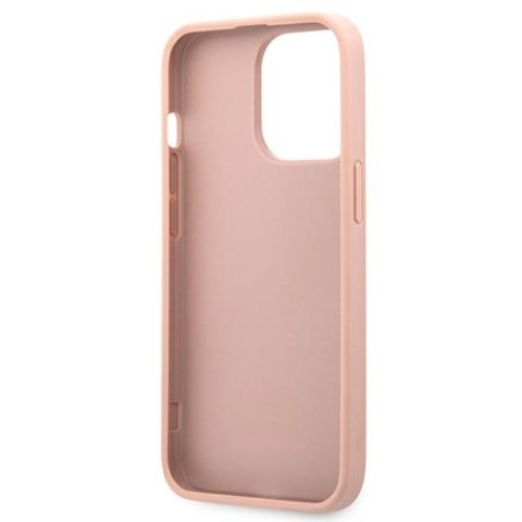 Guess Saffiano Metal Logo Stripes - Etui iPhone 13 Pro Max (różowy) Guess Saffiano Metal Logo Stripes - Etui iPhone 13 Pro Max (różowy)