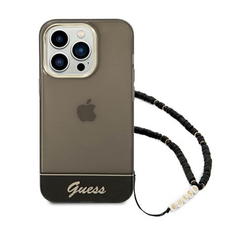 Guess Translucent Pearl Strap - Etui iPhone 14 Pro Max (czarny) Guess Translucent Pearl Strap - Etui iPhone 14 Pro Max (czarny)