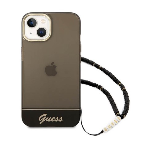 Guess Translucent Pearl Strap - Etui iPhone 14 (czarny) Guess Translucent Pearl Strap - Etui iPhone 14 (czarny)