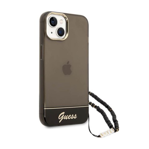 Guess Translucent Pearl Strap - Etui iPhone 14 (czarny) Guess Translucent Pearl Strap - Etui iPhone 14 (czarny)