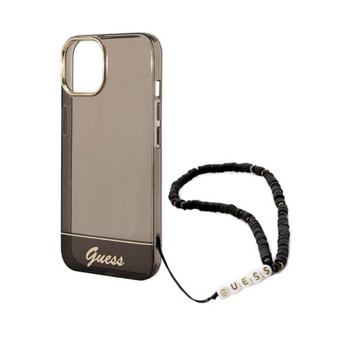Guess Translucent Pearl Strap - Etui iPhone 14 (czarny) Guess Translucent Pearl Strap - Etui iPhone 14 (czarny)