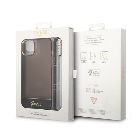 Guess Translucent Pearl Strap - Etui iPhone 14 (czarny) Guess Translucent Pearl Strap - Etui iPhone 14 (czarny)