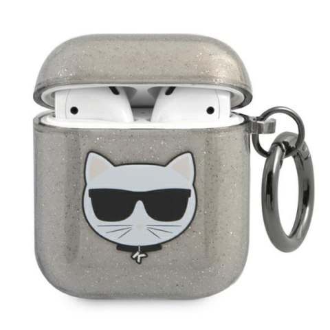 Karl Lagerfeld Choupette Head Glitter - Etui Airpods (czarny) Karl Lagerfeld Choupette Head Glitter - Etui Airpods (czarny)
