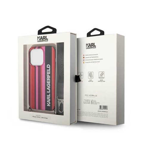 Karl Lagerfeld Color Stripes Strap - Etui iPhone 14 Pro (różowy) Karl Lagerfeld Color Stripes Strap - Etui iPhone 14 Pro (różowy)