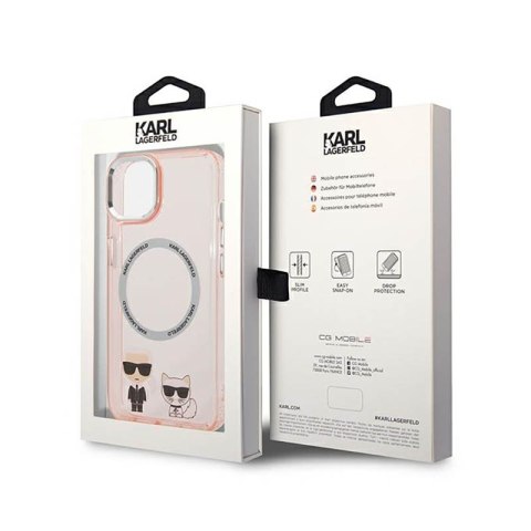 Karl Lagerfeld Karl & Choupette Aluminium MagSafe - Etui iPhone 14 Plus (różowy) Karl Lagerfeld Karl & Choupette Aluminium MagSafe - Etui iPhone 14 Plus (różowy)