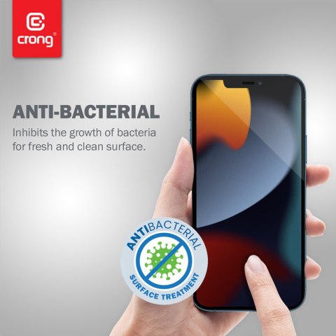 Crong Anti-Bacterial 3D Armour Glass - Szkło hartowane 9H na cały ekran iPhone 13 mini + ramka instalacyjna Crong Anti-Bacterial 3D Armour Glass - Szkło hartowane 9H na cały ekran iPhone 13 mini + ramka instalacyjna