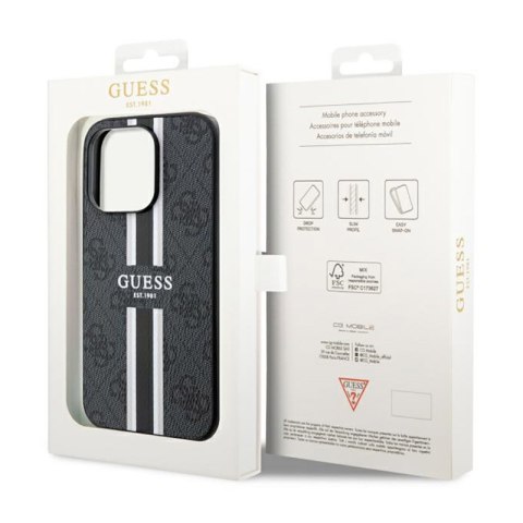 Guess 4G Printed Stripes MagSafe - Etui iPhone 14 Pro (Czarny) Guess 4G Printed Stripes MagSafe - Etui iPhone 14 Pro (Czarny)