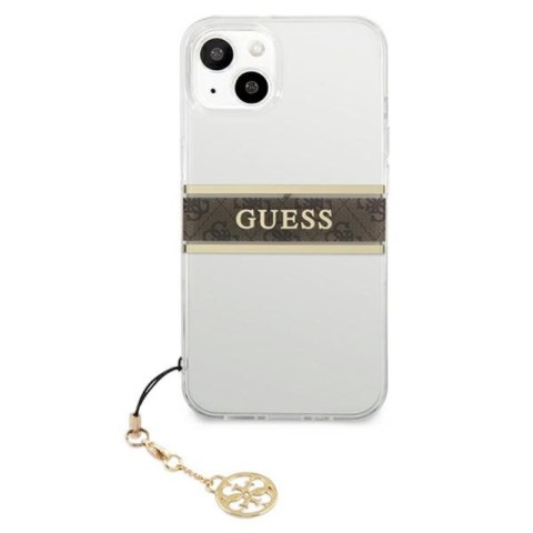 Guess 4G Stripe Brown Charm - Etui iPhone 13 mini (przezroczysty) Guess 4G Stripe Brown Charm - Etui iPhone 13 mini (przezroczysty)