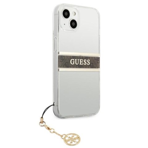 Guess 4G Stripe Brown Charm - Etui iPhone 13 mini (przezroczysty) Guess 4G Stripe Brown Charm - Etui iPhone 13 mini (przezroczysty)