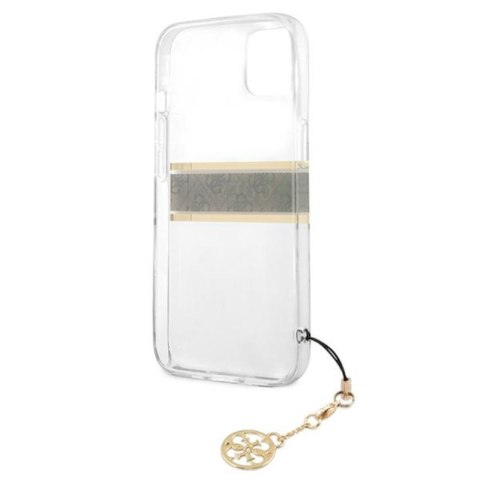 Guess 4G Stripe Brown Charm - Etui iPhone 13 mini (przezroczysty) Guess 4G Stripe Brown Charm - Etui iPhone 13 mini (przezroczysty)