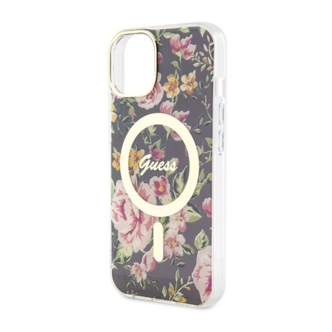 Guess Flower MagSafe - Etui iPhone 14 Plus (Czarny) Guess Flower MagSafe - Etui iPhone 14 Plus (Czarny)
