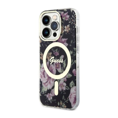 Guess Flower MagSafe - Etui iPhone 14 Pro (Czarny) Guess Flower MagSafe - Etui iPhone 14 Pro (Czarny)