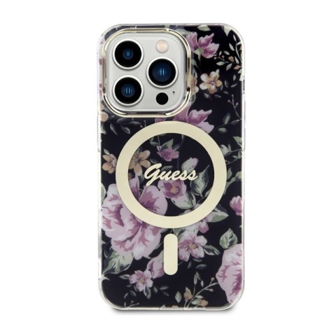 Guess Flower MagSafe - Etui iPhone 14 Pro (Czarny) Guess Flower MagSafe - Etui iPhone 14 Pro (Czarny)
