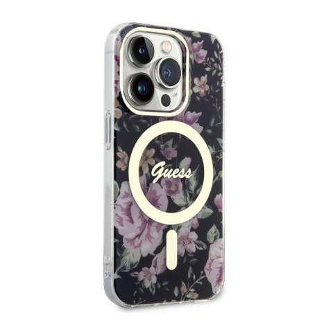 Guess Flower MagSafe - Etui iPhone 14 Pro (Czarny) Guess Flower MagSafe - Etui iPhone 14 Pro (Czarny)
