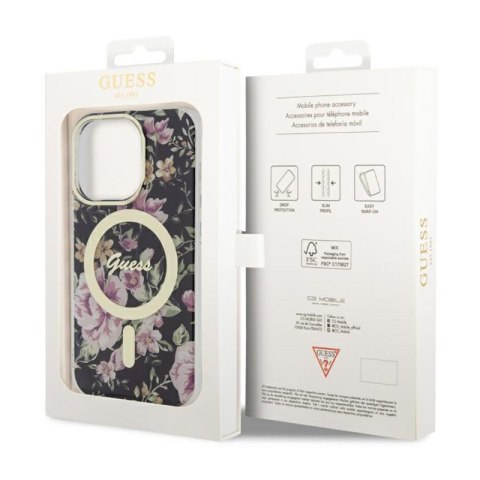 Guess Flower MagSafe - Etui iPhone 14 Pro (Czarny) Guess Flower MagSafe - Etui iPhone 14 Pro (Czarny)