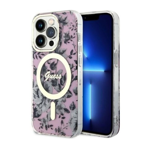 Guess Flower MagSafe - Etui iPhone 14 Pro (Różowy) Guess Flower MagSafe - Etui iPhone 14 Pro (Różowy)