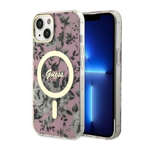 Guess Flower MagSafe - Etui iPhone 14 (Różowy) Guess Flower MagSafe - Etui iPhone 14 (Różowy)