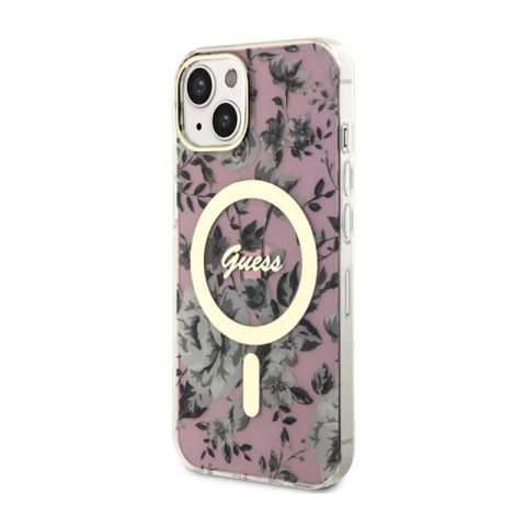 Guess Flower MagSafe - Etui iPhone 14 (Różowy) Guess Flower MagSafe - Etui iPhone 14 (Różowy)